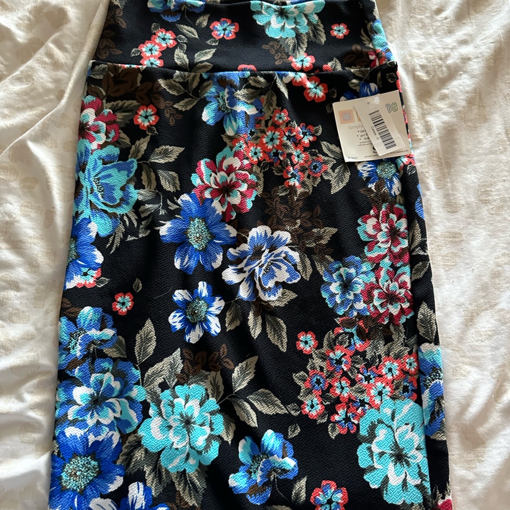 Floral Black and Blue Skirt